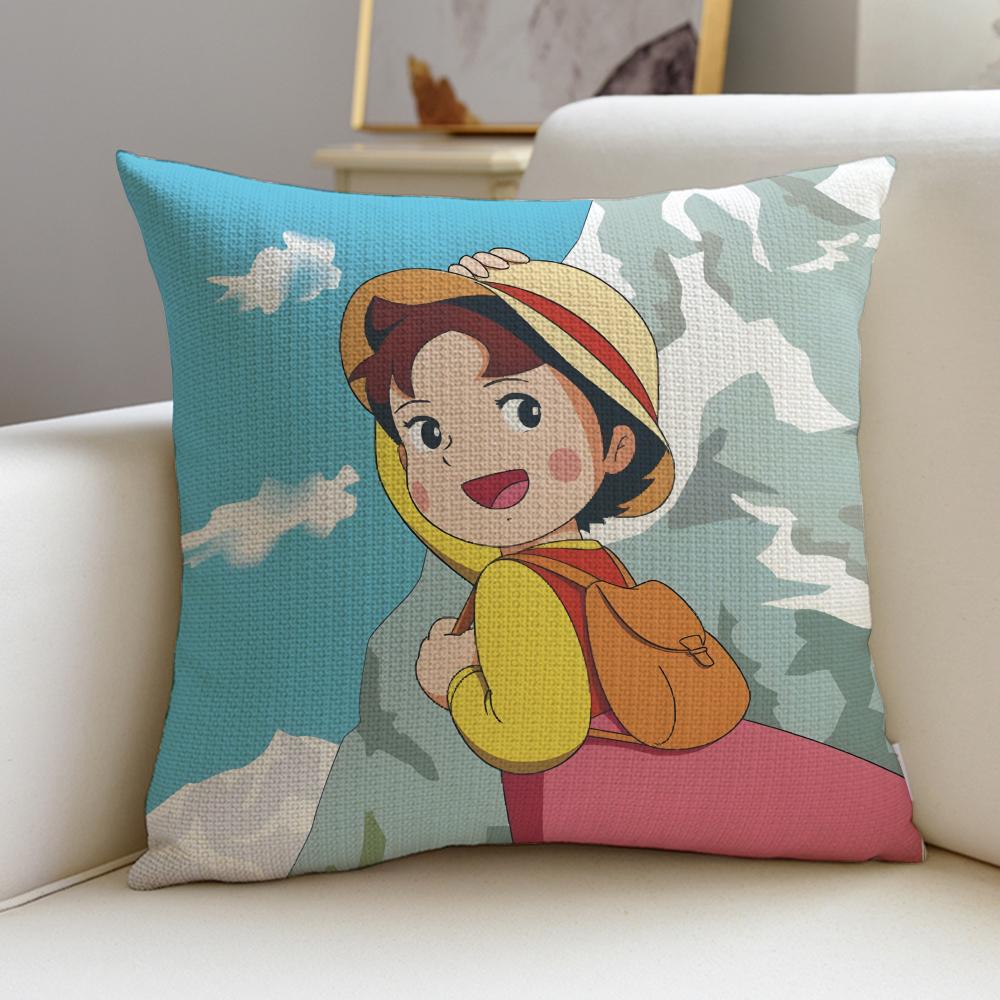 HHeidi Girl of the AlpsS Cushion Cover Breathable and skinfriendly linen pillowcase square removable and washable cushion