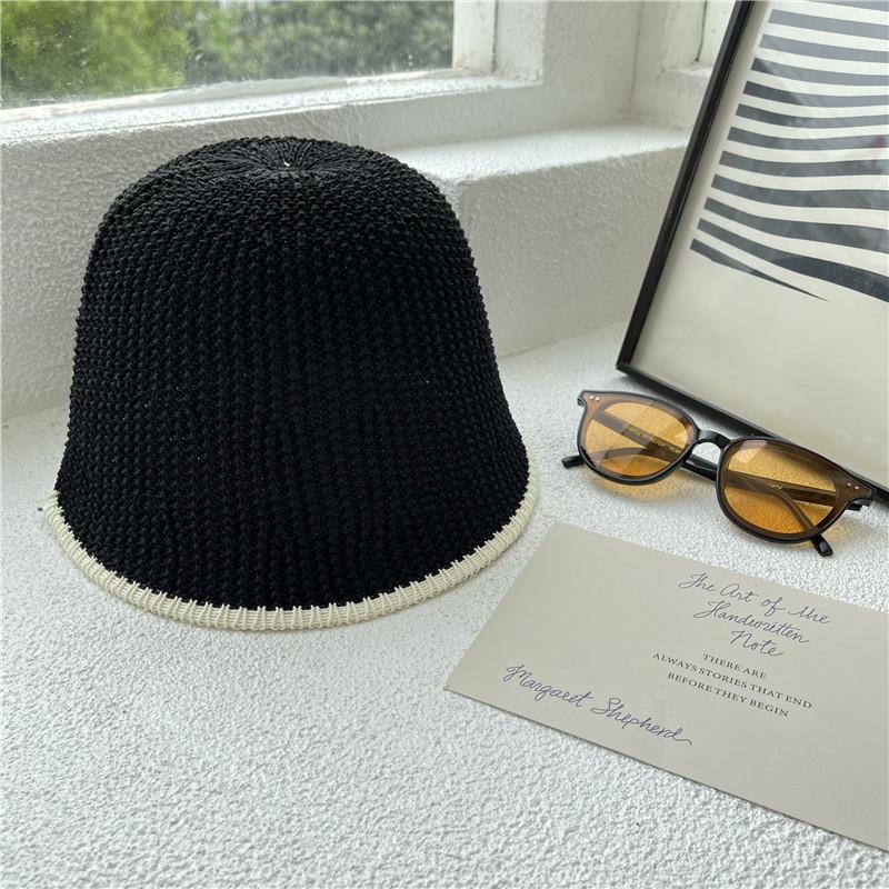 Stylish Fisherman Hat For Women With Wide Brim Top Round Straw Sun Hat Face-lifting Han Edition Outdoor Beach Cap