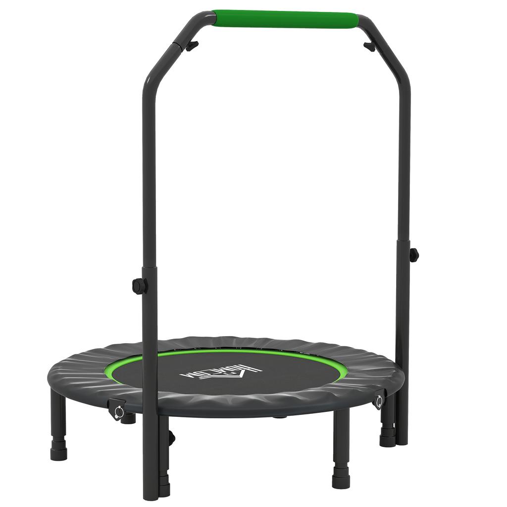 40 Zoll faltbares Mini-Fitness-Trampolin, mit verstellbarem Schaumstoffgriff, Grün
