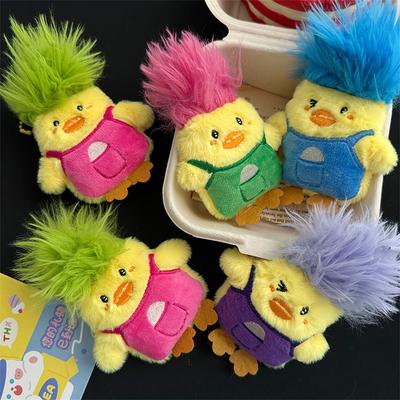 Lustiges Frisiertes Haar Kleine Ente Plüschtier Cartoon Anhänger Weiche Stoffpuppe Plüschtiere Schlüsselanhänger Autoschlüsselring Rucksack Tasche Deko
