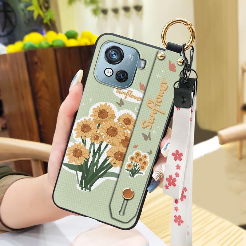 Soft case Wrist Strap Phone Case For Blackview Oscal C80 Shockproof Anti-dust Oil Painting Wristband Durable Kickstand