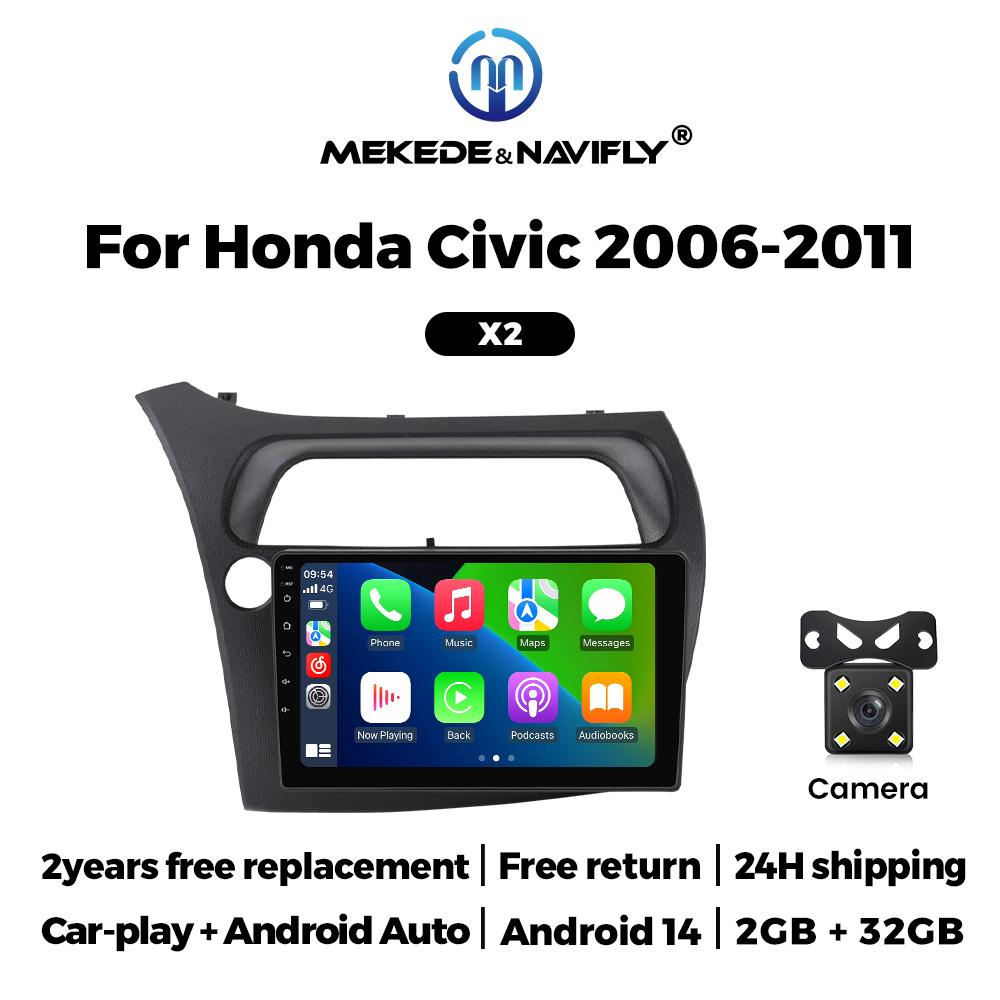 2 Din Android 14 for Honda Civic Hatchback 2006-2011 CarPlay Auto Car Radio Multimedia Video Navigation Stereo Head Unit Speaker