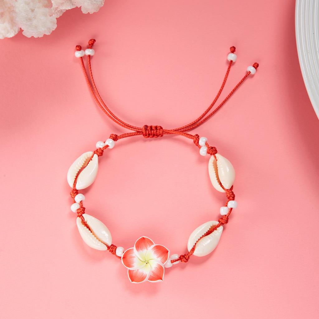 Summer Fashion Handmade Flower Bead Anklet With Adjustable Woven Design For Women