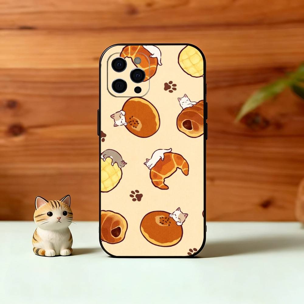 Cute Bread Illustration Phone Case Silicone Soft For IPhone 17 16 15 14 13 12 11 X XR Plus Pro Max Plus
