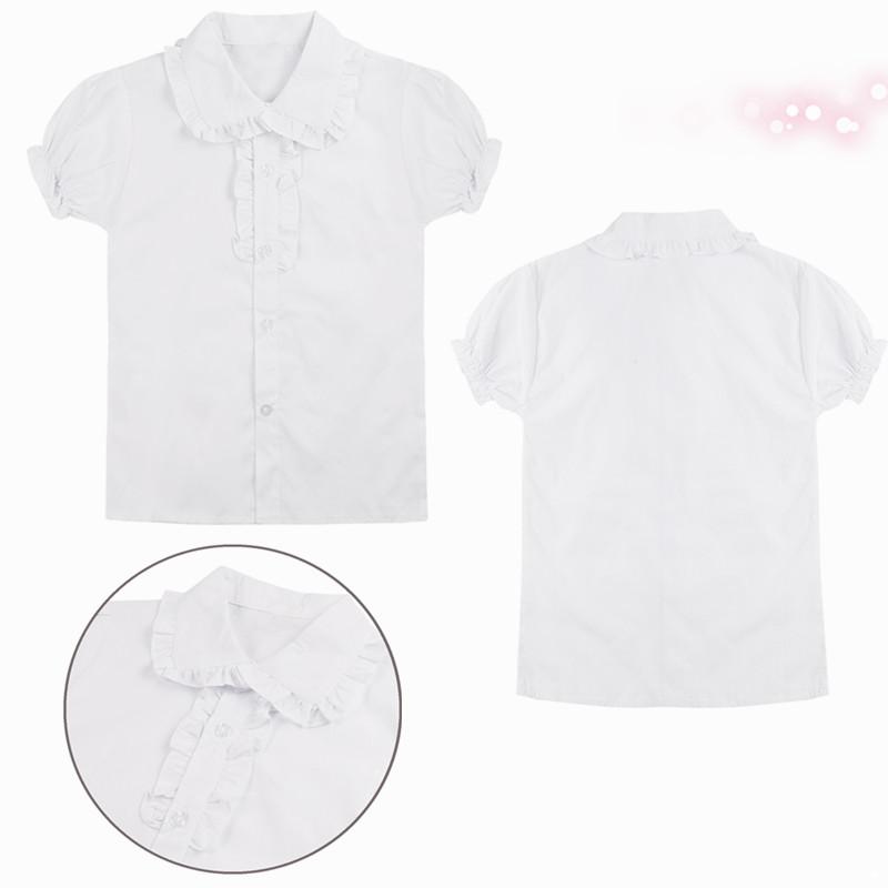 

Белая школьная блузка с короткими рукавами-фонариками для больших девочек, белые рубашки Оксфорд