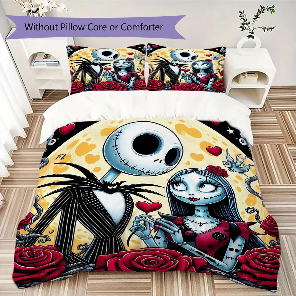 Christmas Jack Skull Prints bedding, duvet cover and pillowcases, birthday gift (1 duvet cover + 2 pillowcases, pillow insert not included)JM005