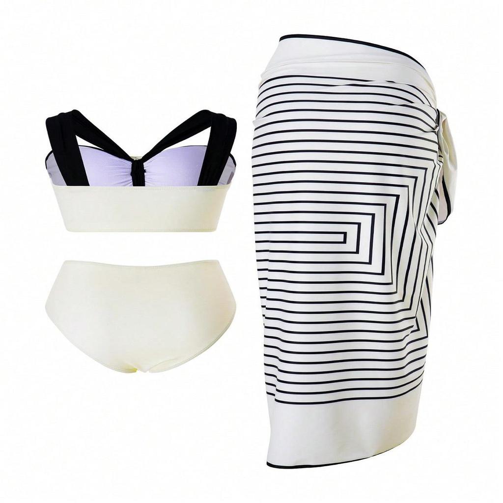 Black & White Summer Halter Bikini - Elegant and Simple Design