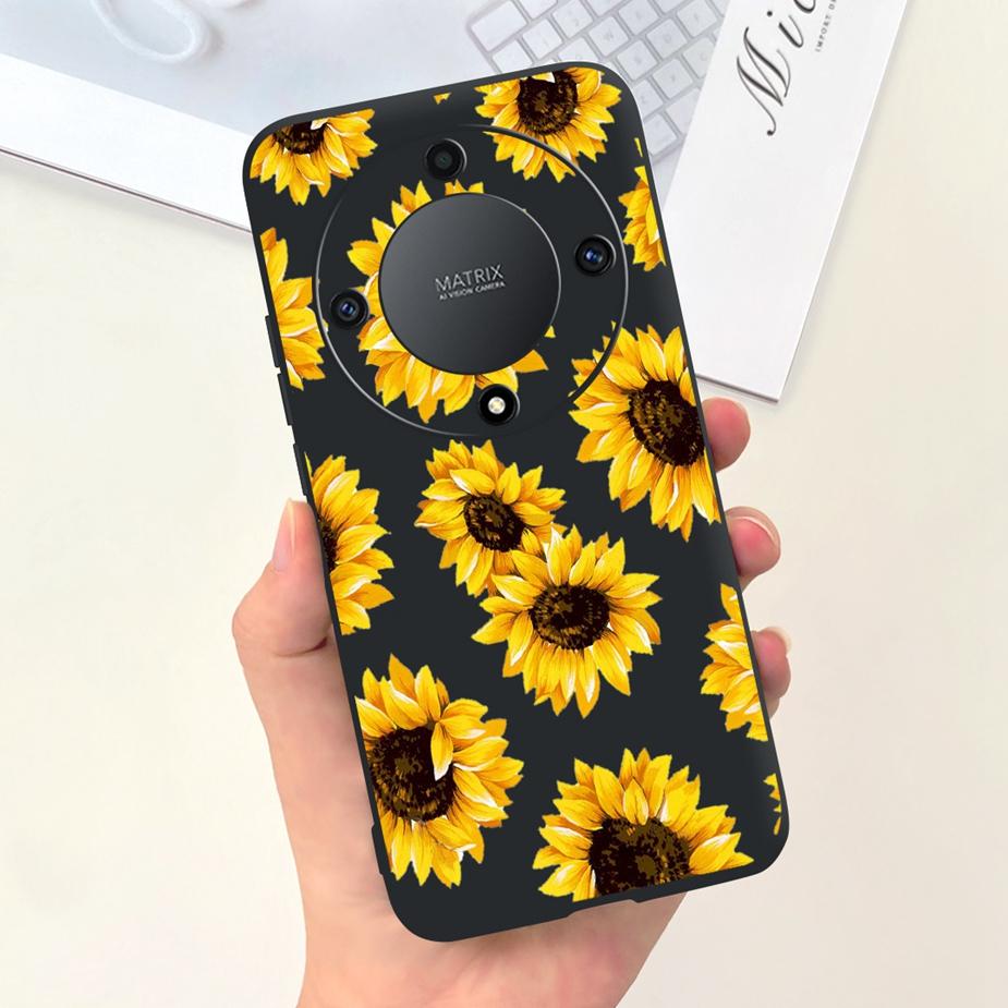 Für Honor Magic6 Lite Hülle Honor X9b Hübsche Mädchen Sonnenblumen Hülle Weiche Silikon Handyhülle Für Honor Magic6 Lite HonorX9b Bumper
