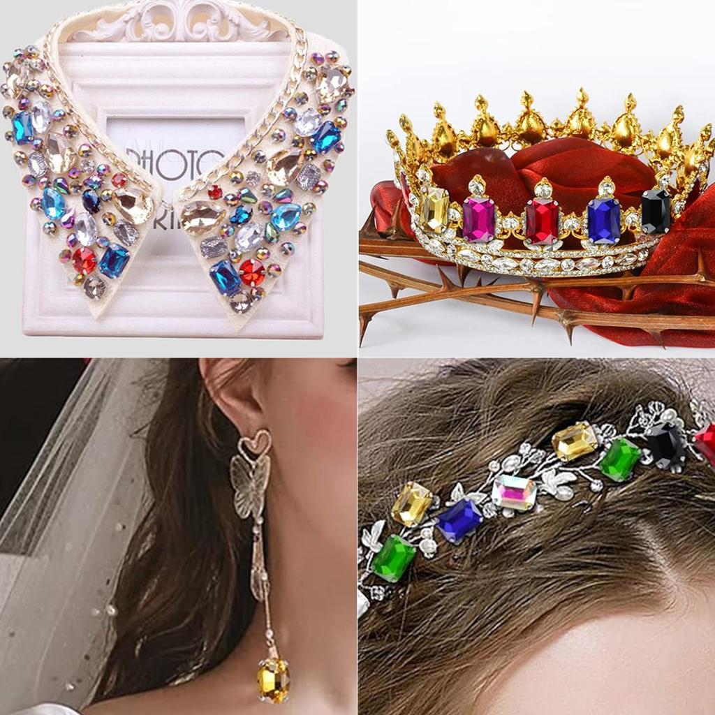 30pcs/lot Square Acrylic Rhinestone Beads Stainless Steel Gold Bottom Sew On Rhinestones For DIY Clothing Headwear Jewelry Decor