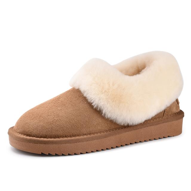 

Новая женская обувь из натурального меха, нескользящие зимние ботильоны из овчины, теплые ботинки без шнуровки, женские зимние сапоги из плотной натуральной шерсти 41 каштановый