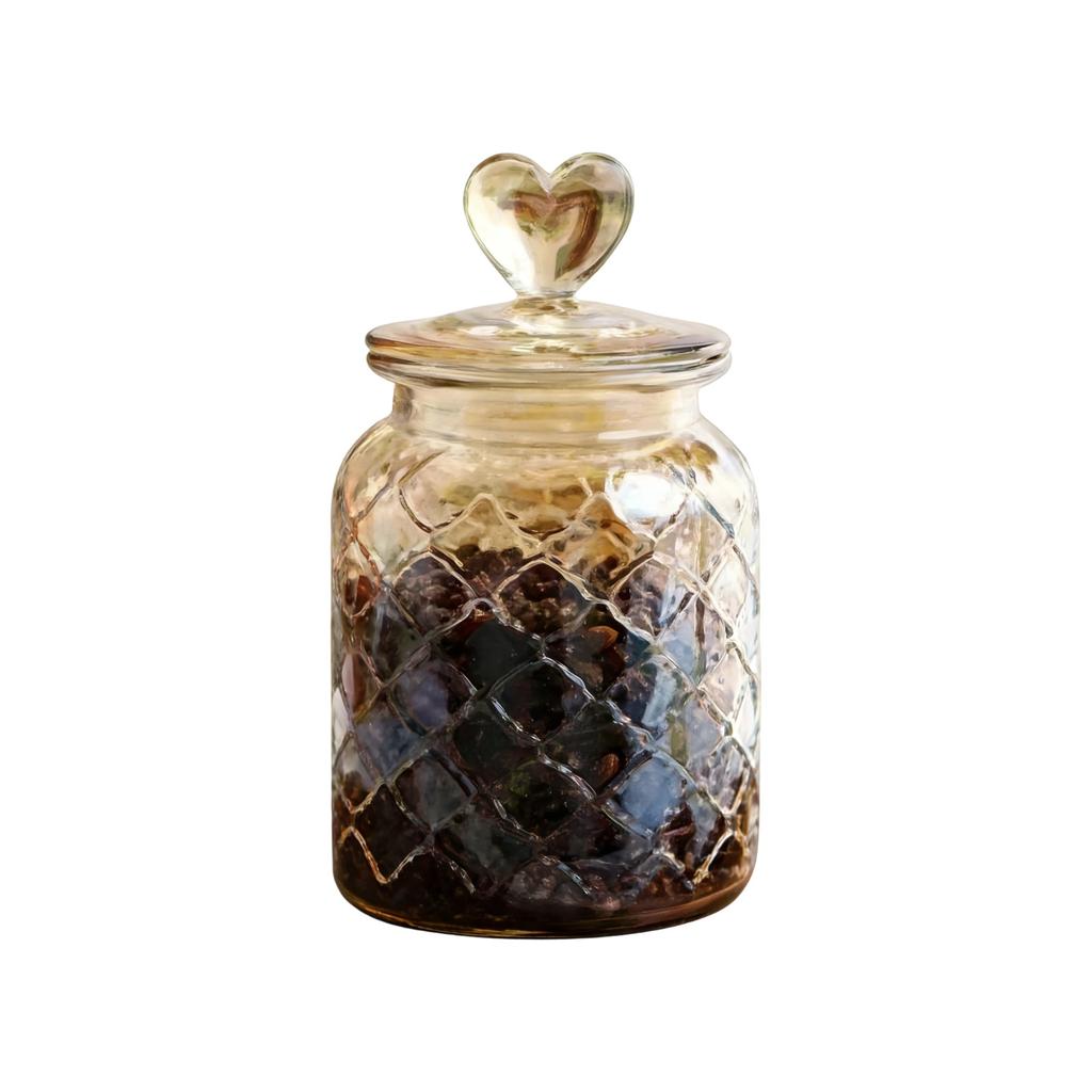 Glass Heart Jar With Airtight Lid - Creative Storage Container For Tea, Candy & Sea, Transparent Kitchen & Pantry Decor