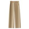 Women's Beige Tencel Cotton High Waist Wide Leg Pants - Slimming Petite Nine-Point for Spring and Autumn 2025