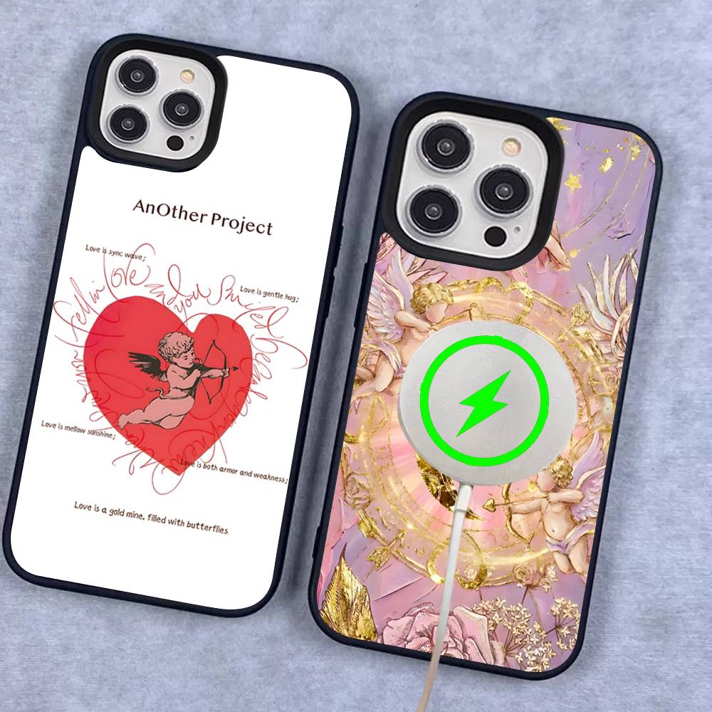 Middle Ages Retro Cupid Angel For Magsafe Magnetic Wireless Phone Case For IPhone 17 Pro 16 15 14 Plus 13 12 11 Pro Max