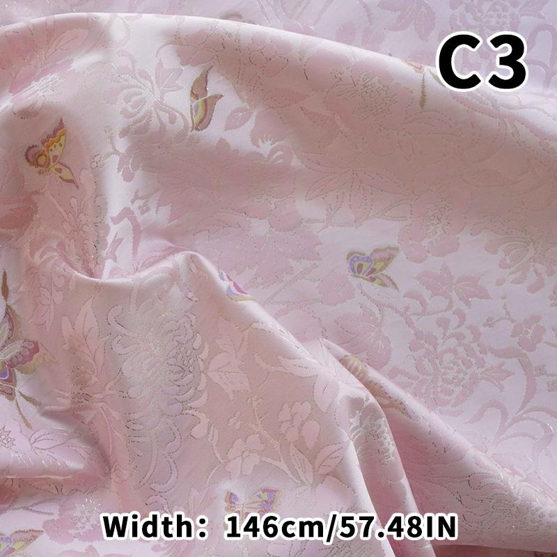 Colorful Woven Satin Butterfly Fabric Yarn-dyed Golden Silk Jacquard Fabric For Diy Sewing Dress Skirt Hanfu Qipao Bag Material