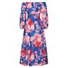 Women's Casual Sexy Flat Neck Pullover Long Sleeve Printed Slit Dress