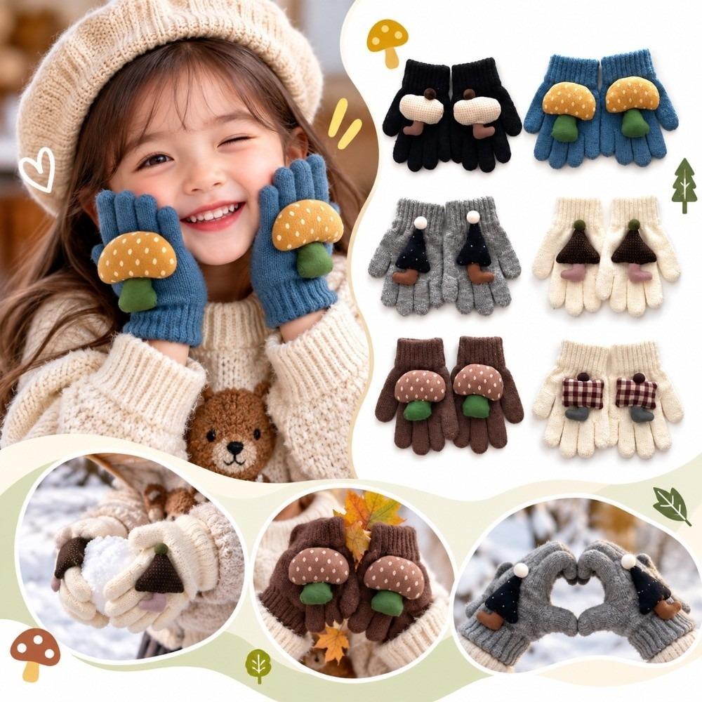 1 Pair Cute Winter Gloves Separated Finger Full Finger Gloves Cute Kids Gloves  Outdoor Play