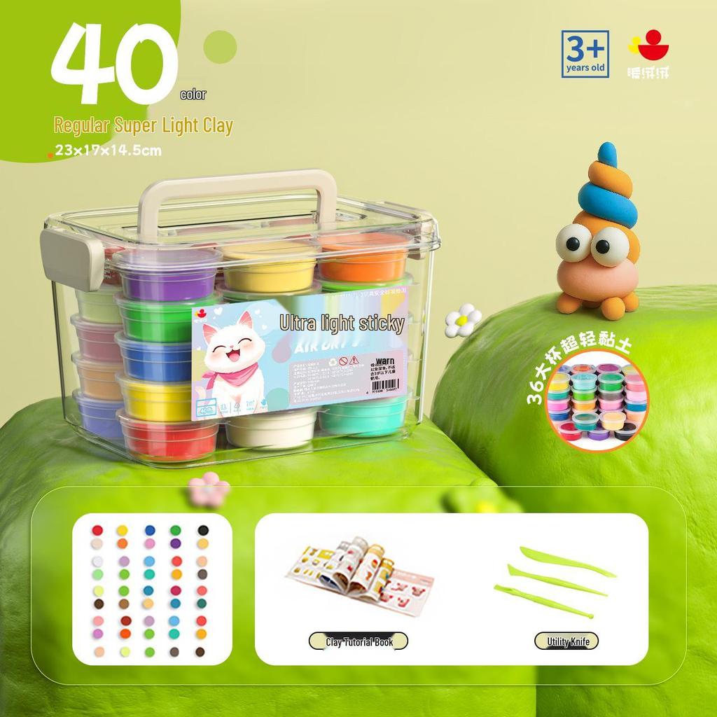 Non-toxic Ultra-light Colored Clay Set for Kids - Space Clay with Tools for DIY Molding