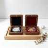 New Commemorative Coin Badge Box Black/Red Badge Ancient Coin Collection Box Walnut Wood Window Box Gift Box