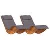 2 Person Sun Lounger with Cushions (2 Pcs) Brown Solid Acacia Wood