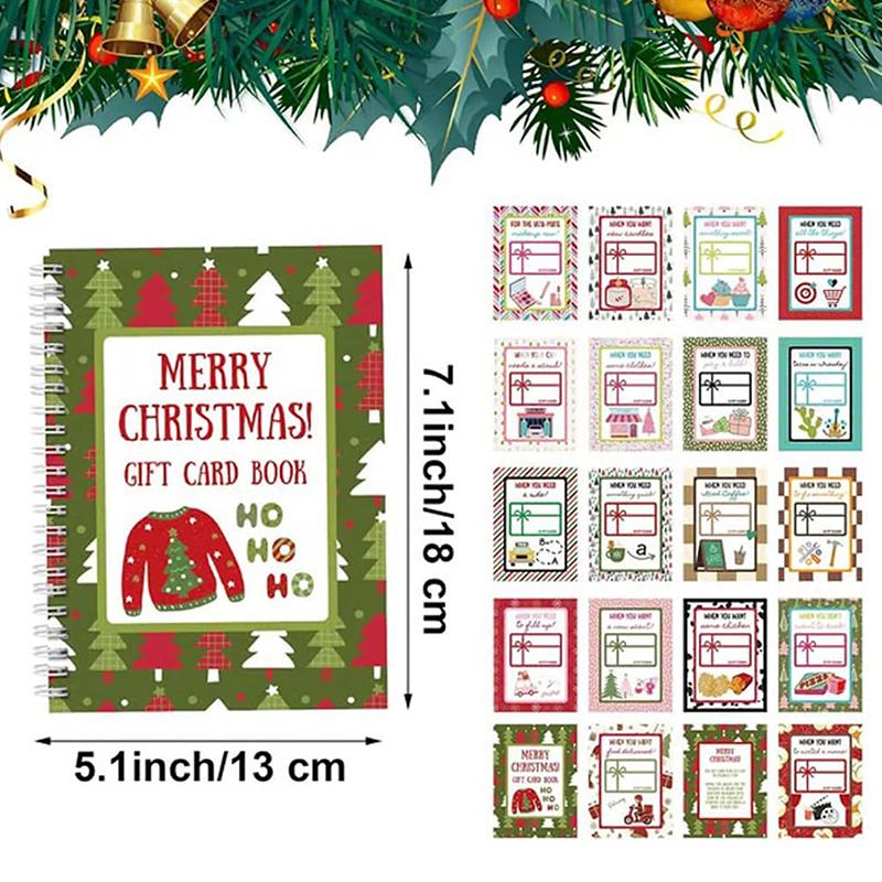 Merry Christmas Gift Card Book, Color Spiral-Bound Merry Christmas Card Book, Christma Gift Cards Books Holder