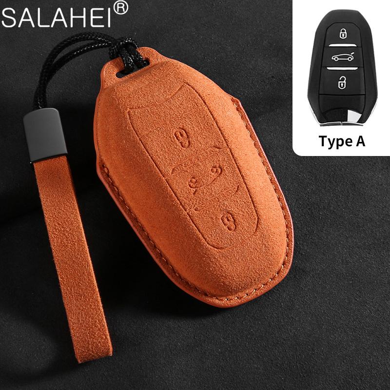 New Suede Car Key Case Cover Fob Holder for Peugeot 308 408 508 2008 3008 4008 5008 for Citroen C4 C6 C3-XR C4L Auto Accessories