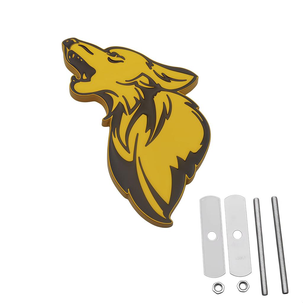 3D Metal Wolf Logo Car Front Grille Badge Side Fender Rear Trunk Emblem Sticker Decal  Car Exterior Decorative Accessories