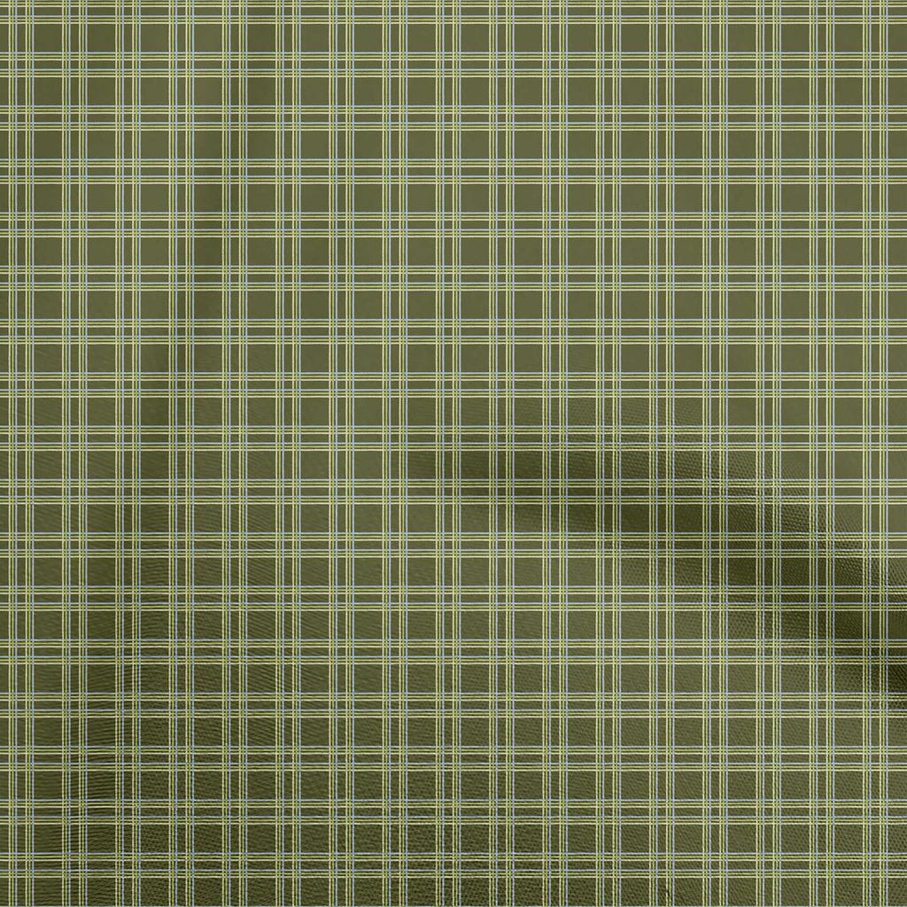 oneOone Cotton Flex Dark Olive Green Fabric Check Diy Clothing Quilting Fabric Print Fabric By Yard 40 Inch
