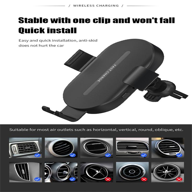 20W Wireless Car Charger Air Vent Mount Auto-Clamping Phone Holder Fast Charging