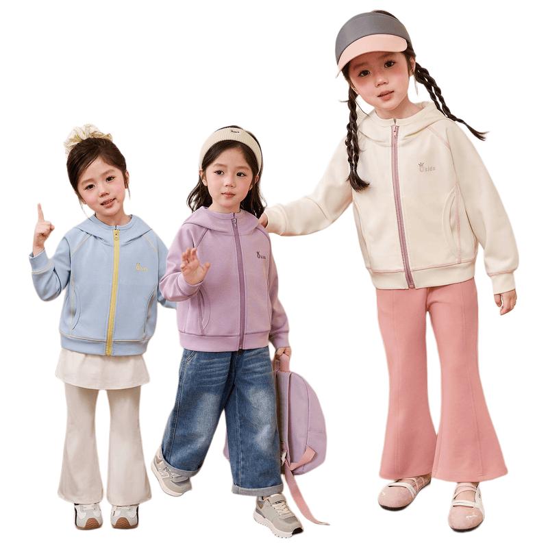 LUSON Girls  Casual Hooded Zip-Up Jacket 130