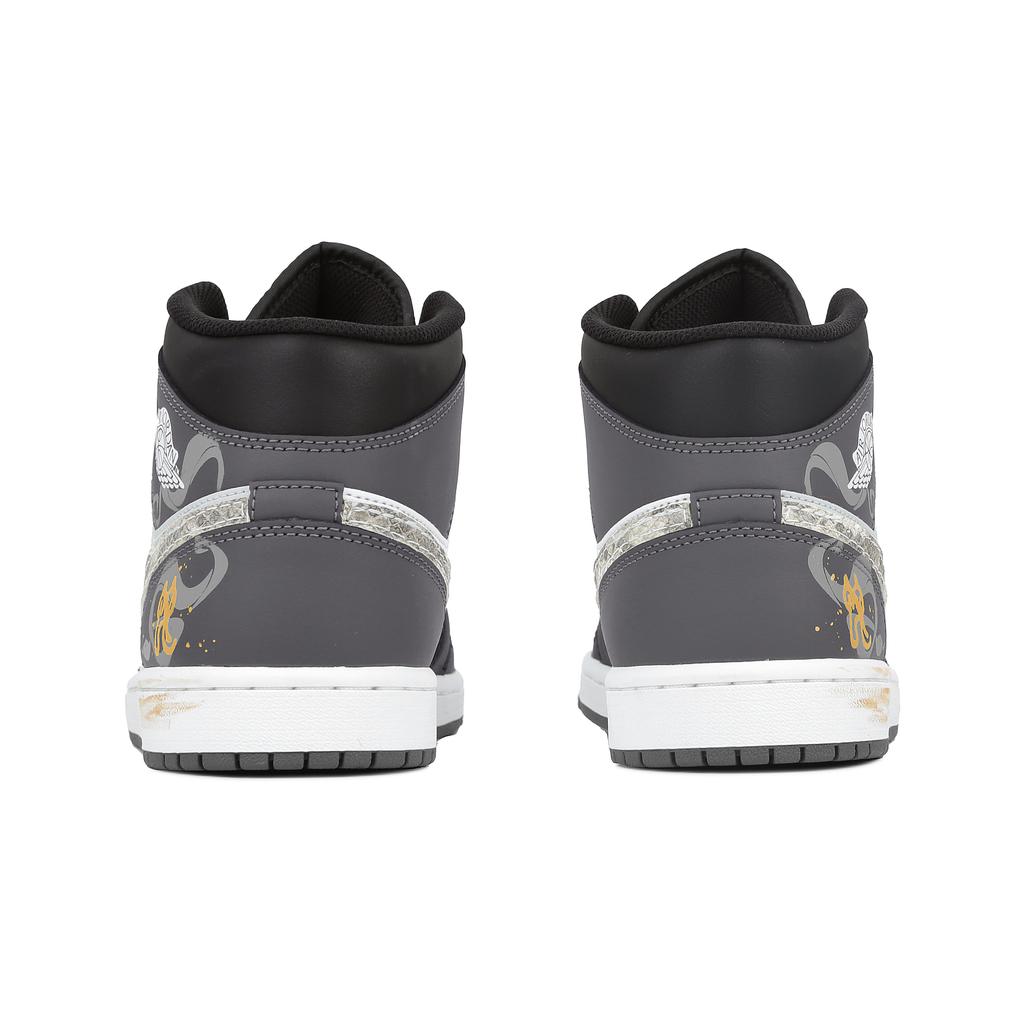 Jordan Air Jordan 1 CNY New Year Of The Snake Mid top Vintage Basketball Shoes Unisex Black DQ8426-001(Team509-)