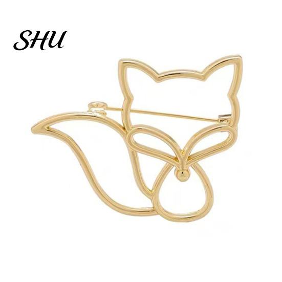 Hat Decoration Pin Women Brooch Hollow Fox Decor Stainless Exquisite Anti-slip Wear-resistant Coat Collar Scarf Clothes Garment Jewelry