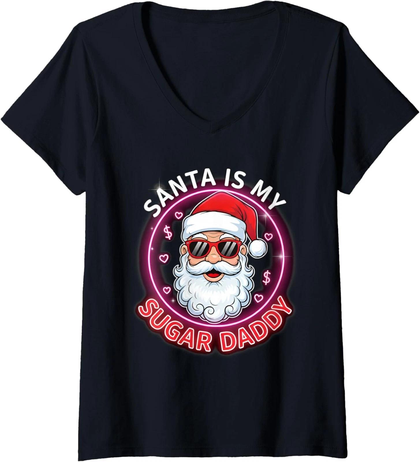 Funny 67 Meme Christmas Math Teacher Santa Ladies  V-Neck Tshirt L