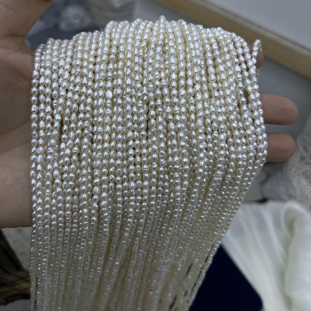1String, White Natural Freshwater Pearls, Handmade Rice Pearl Beads for Jewelry Making DIY Crafts (Beads 2-3mm, Length 36cm)