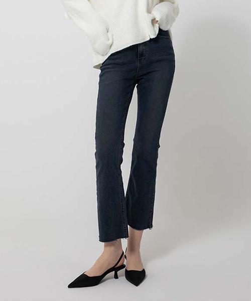 HAINT Brushed Dark Semi-Bootcut Jeans_Deep Blue