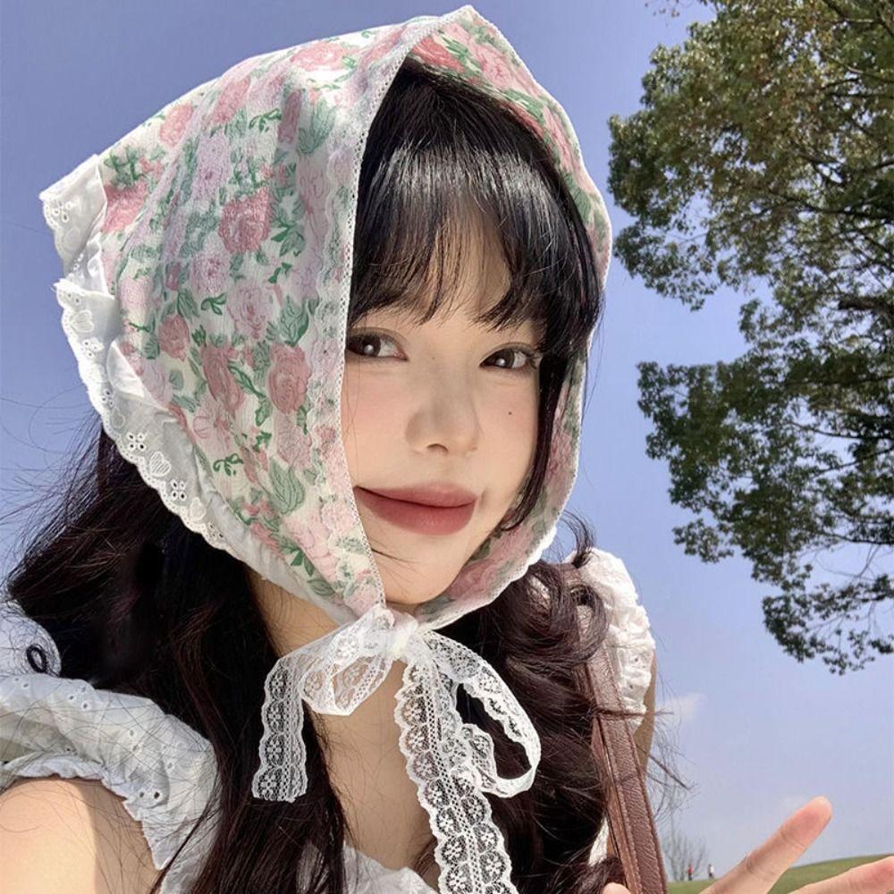 Breathable Women Triangle Headscarf Sun Protection Headscarf New Tie Straps Turban  Summer