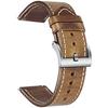 Hemsut Genuine Leather Watch Band, Horween Soft Leather Material, 22mm, Natural Leather Color + White Stitching, Stainless Steel Silver Watch Buckle,