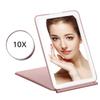 Led Folding Cosmetic Mirror with Lamp Rechargeable Flat Mirror Portable Folding Makeup Mirror on Both Sides