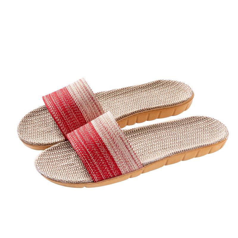 Linen Slippers Household Thick Bottom Straw Men and Women Cool Slippers Home Indoor Non-slip Summer