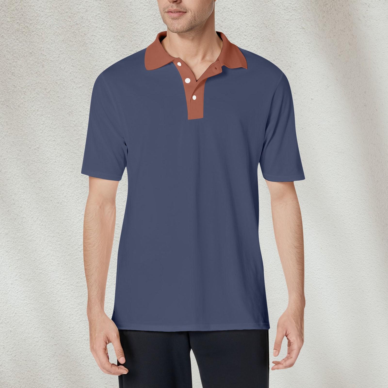

Men s Short Sleeve Soft Cotton Collar Shirt XXXL Темно-синій