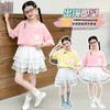 Girls' summer skirt set, new children's clothing, medium and large children's beautiful and good-looking T-shirt skirt two-piece set