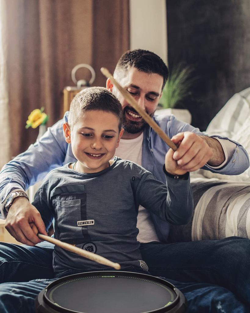 Donner 12-inch Black Drum Pad, Quiet Practice Drum with Removable Ball Box, Sheet Music, and Drumsticks, for Beginners, Students, and Adults