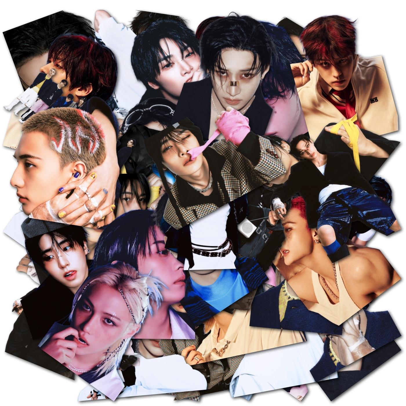 56pcs Straykids Karma Album Self Adhesive Stickers Hyunjin Bang Chan Felix Lee Minho Kpop Fans Journal Laptop Decoration SKZOO Kid Friendly