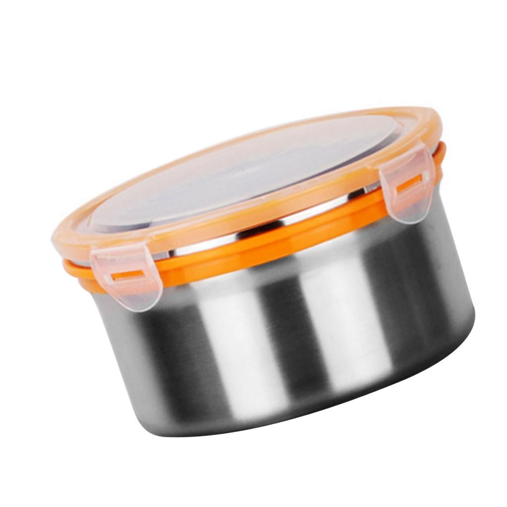 Round Stainless Steel Food Storage Container with Lid Sealed Lockable Multifunction Stainless Steel