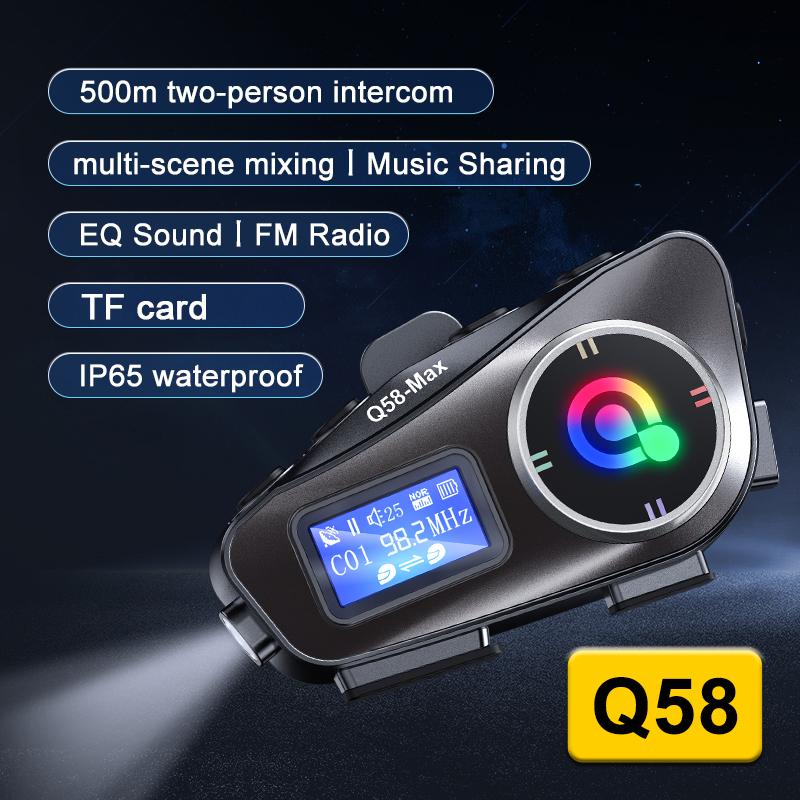 Bluetooth 5.3 Motorradhelm Headset Intercom LCD-Display 500M Interphone IP65 Wasserdicht Intercom Multi-Szenen Musikfreigabe