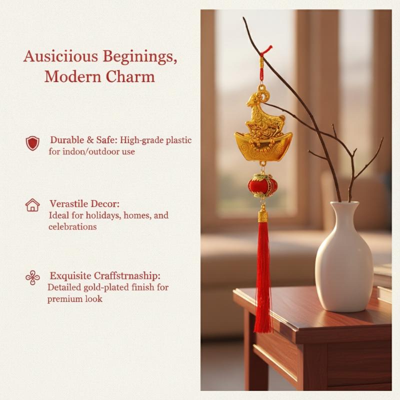 2027 Chinese New Year Goat Hanging Ornament Red Tassel Cute Lucky Decor For Spring Festival Family Gifts