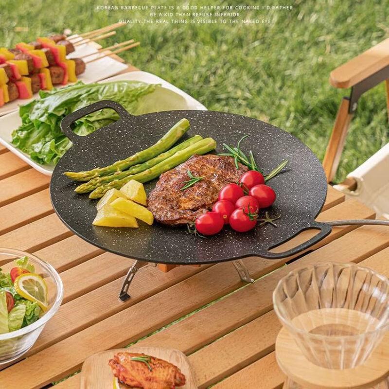MODX Outdoor Camping Iron Grill Pan with Handle & Carry Bag