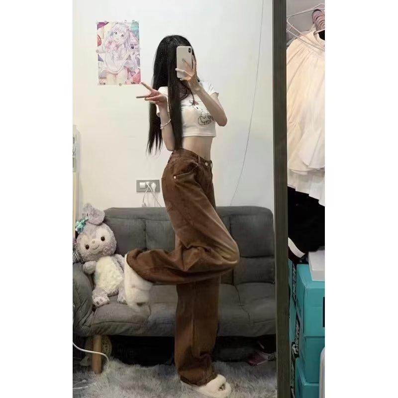 Wide-leg jeans women's year trend new summer design sense niche straight pipe pants tide ins Hong Kong style