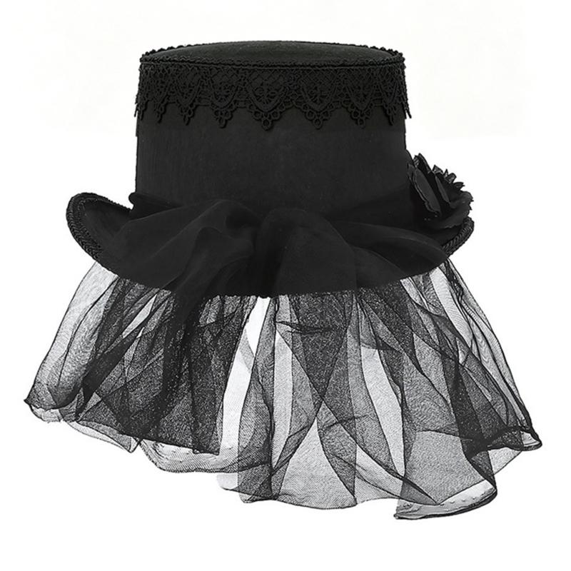 Stylish Black Lace Victorian Hat Party Costume Hat Role Play Headwear Perfect For Themed Parties And Concerts