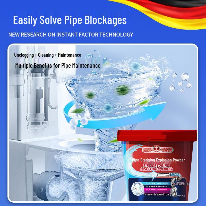 Powerful Active Oxygen Pipe Unclogger - Grease Dissolving Powder for Kitchen Sinks & Toilets