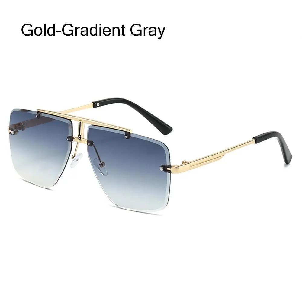 

Oversized Double Bridge Sunglasses Frameless Rimless Gradient Lens Sun Glasses UV Protection Square Frame Men s Shades